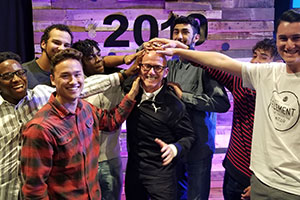 Peter before the Mt. SAC sign. 