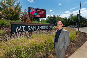 Peter before the Mt. SAC sign. 